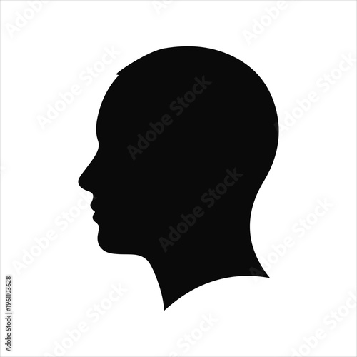 Human head profile silhouette with abstract wave or path inside, mental health concept.