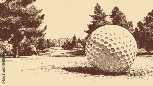 Close-up vector illustration of golf equipment on a golf course. This vector illustration can be used in any size you like for advertising, logos, and other work.