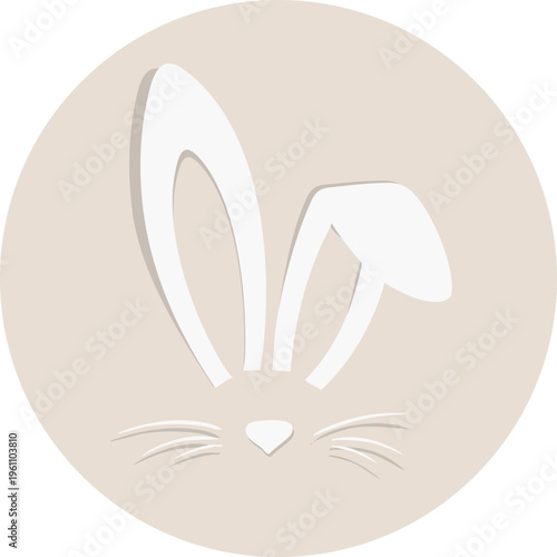 Minimal Easter Bunny Face Icon Flat Design Illustration