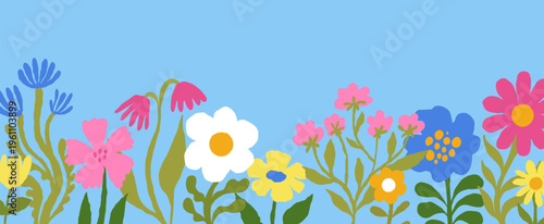 Vector hand drawn sketchy doodle illustration, flowers for prints and cards, simple minimal design elements, blossom and spring
