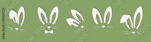 Easter Bunny Ears Set Minimal Flat Icon Collection