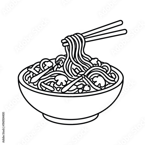 Chinese Cowmen Noodle Bowl Outline Icon