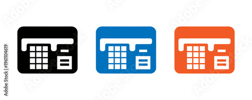 Three stylized calculator icons in black, blue, and orange color schemes