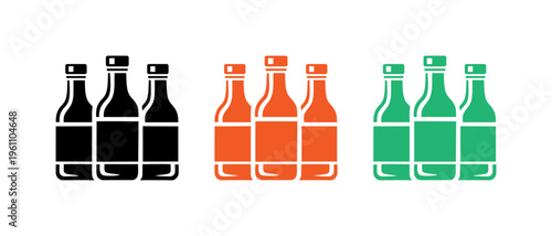 sets of identical bottles in different colors