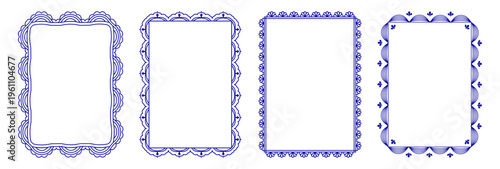 Vector graphic design, lace linear border and frame with copy space for text, logo, monogram, minimal trendy stationery and brand packaging template