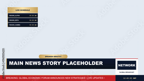 News broadcast placeholder with schedule and breaking news announcement