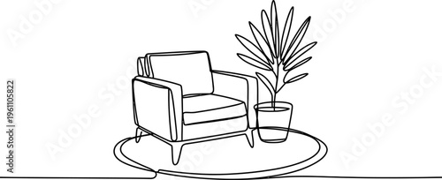 Continuous line drawing of a glass bottle with a small ribbon bow on its neck. Vector, illustration