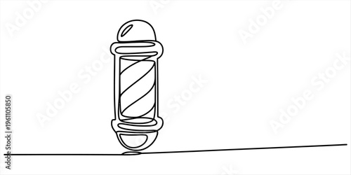Minimalist continuous line drawing of a classic barber pole symbol on a white background Vector, illustration