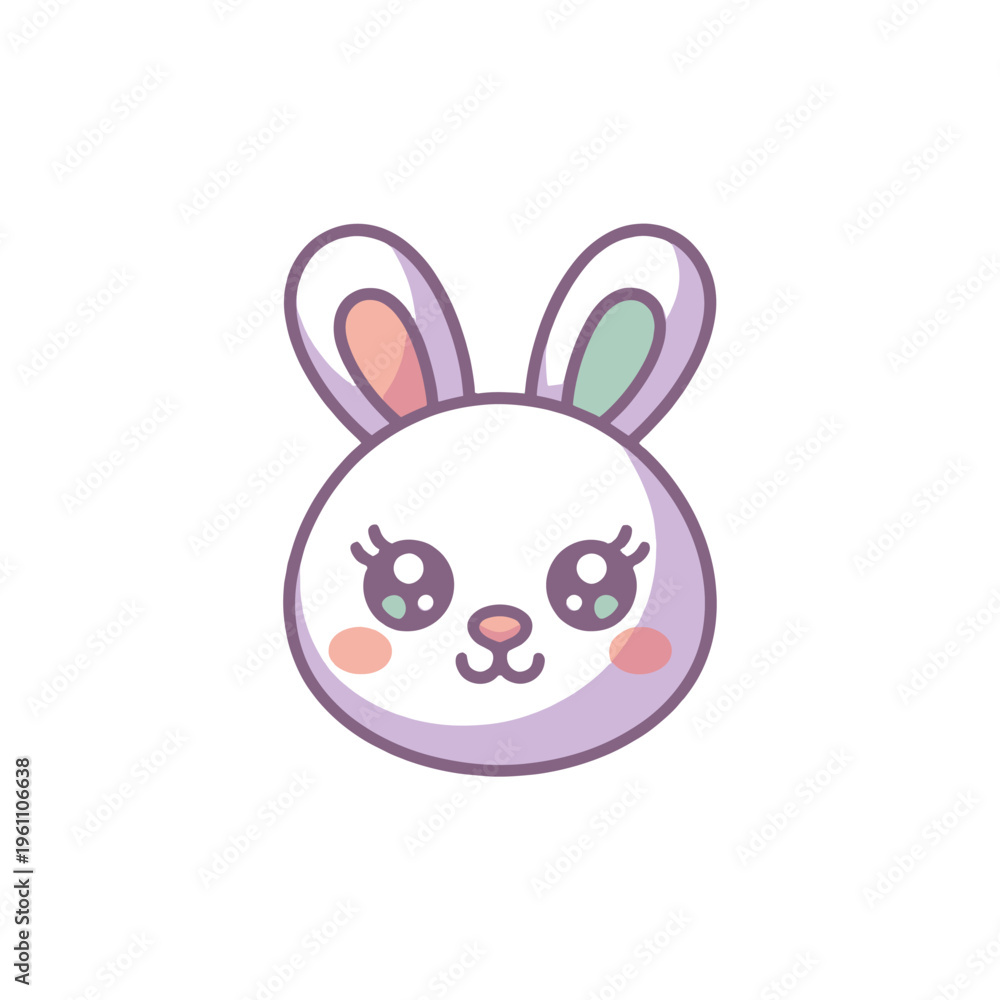 Fototapeta premium A cute, smiling cartoon bunny with a charming expression.