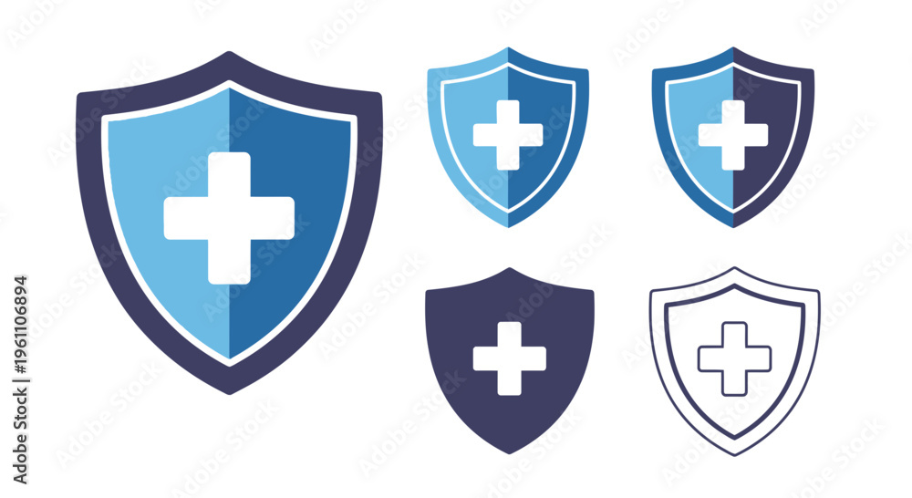 Fototapeta premium medical shield icons set