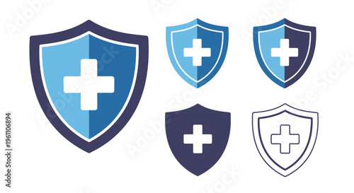 medical shield icons set
