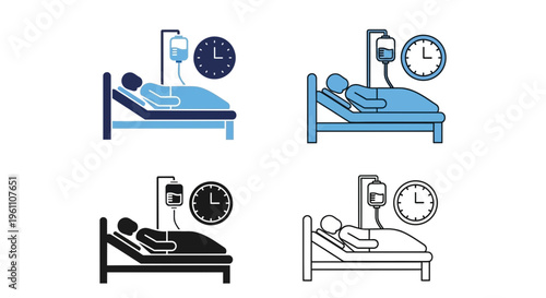 hospital bed, patient, iv drip, clock, healthcare