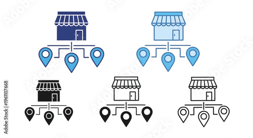 store location icons, map markers, ecommerce concept