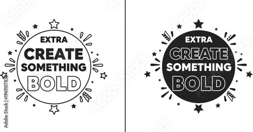 Create something bold text with stars and bursts