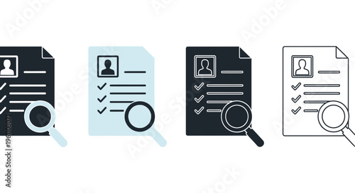 resume search icons, magnifying glass and cv