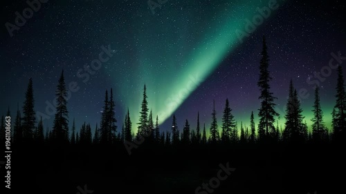 Rainbow and Aurora Borealis Over Mountain Landscape at Night