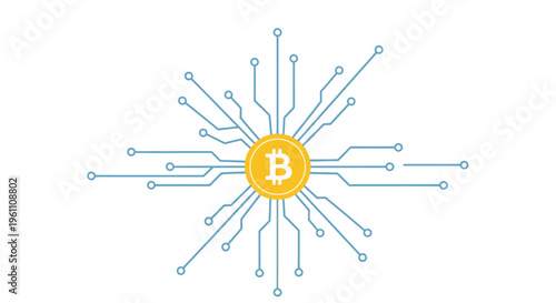 Digital currency network connection symbolizing decentralized finance and global cryptocurrency transactions on a white background