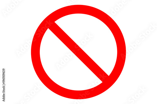 Red Prohibited Sign Icon, Isolated No Symbol on White Background