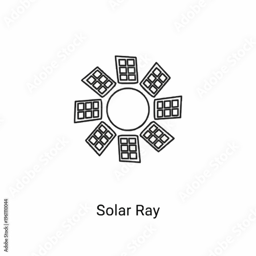 A stylized diagram of a solar ray with multiple windows radiating from a central circle