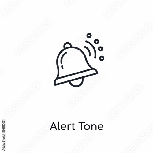 Simple illustration of a bell emitting sound waves for an alert tone