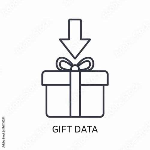 A gift box icon with a bow and downward pointing arrow labeled gift data