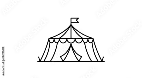 A black line drawing of tent.