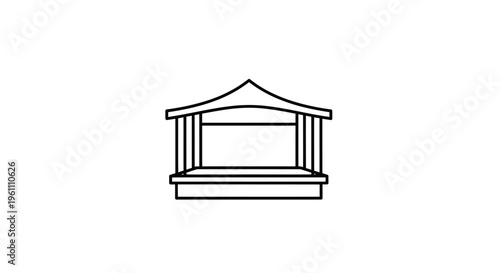 Simple line drawing of a gazebo.