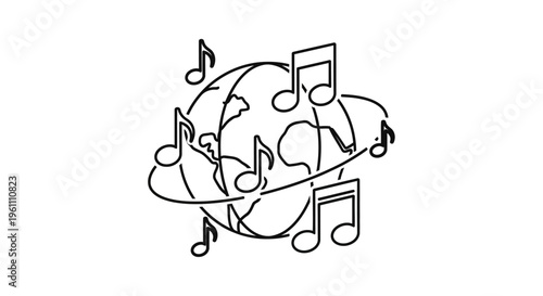 Music notes in a circular formation.