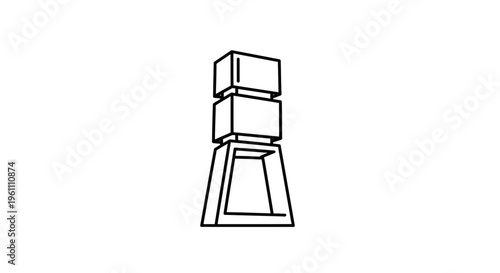 Simple stacked cube geometric shape.