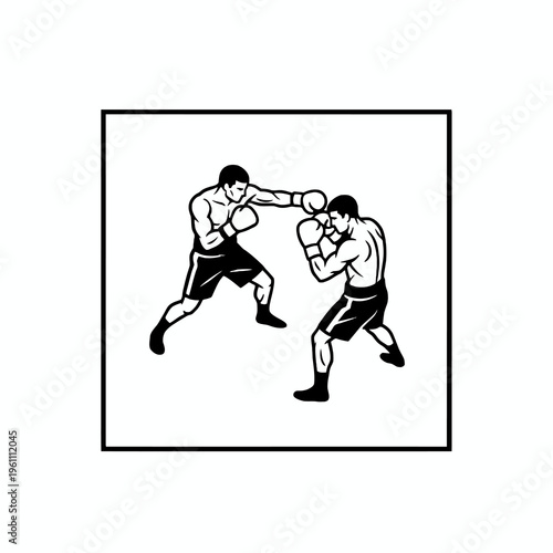 Boxing match vector illustration of two fighters sparring