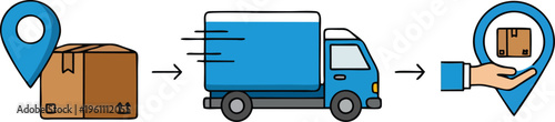 Blue usb flash drive on white background for logistic shipping and freight transport industry vehicle icon illustration