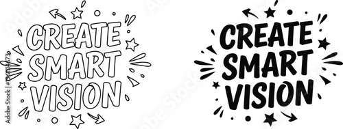 Create smart vision lettering outline and solid