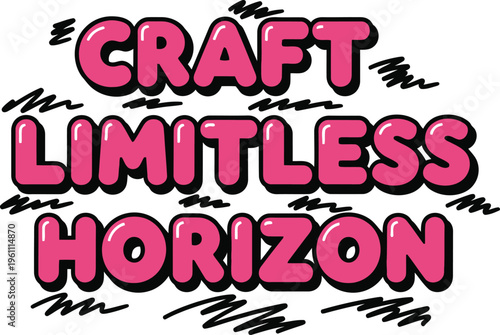 Craft limitless horizon bubble text pink