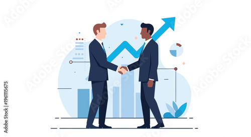 Two Businessmen Shaking Hands in Suits.