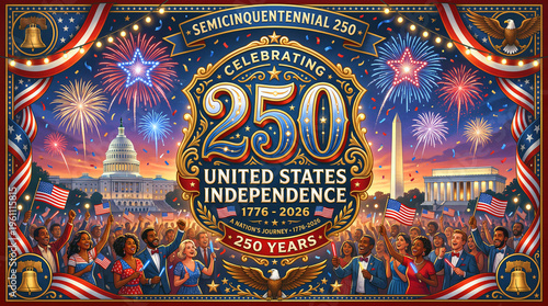 USA 250th Anniversary Patriotic Shield Semiquincentennial Emblem