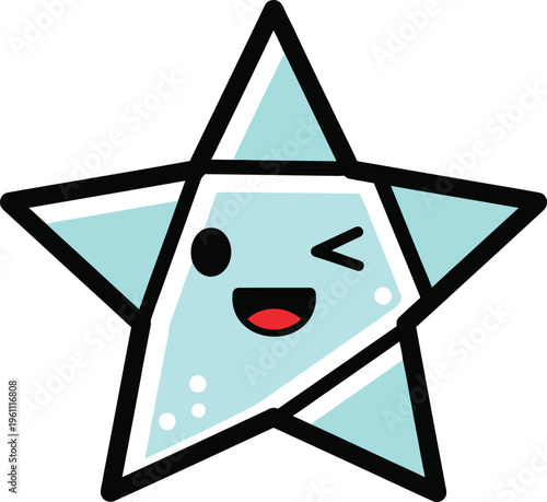 Cute cartoon star character winking and smiling