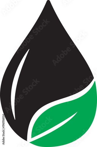 Canvastavla Eco-friendly water conservation icons with green leaf and droplet
