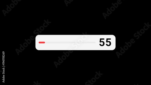 60 Second Timer Progress Bar, Minimal Countdown Timer UI, Digital Timer Interface
