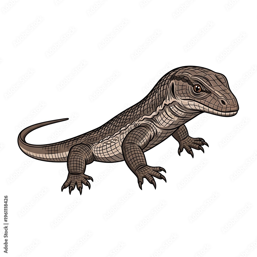 Obraz premium Brown lizard illustration standing isolated on a white background