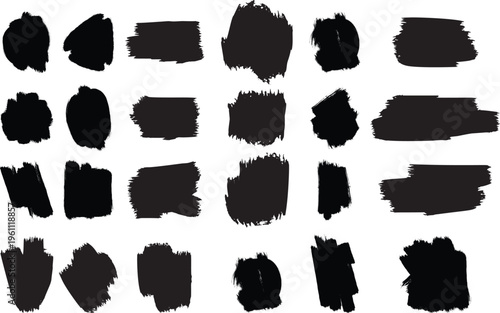  Collection of black brush strokes on white background