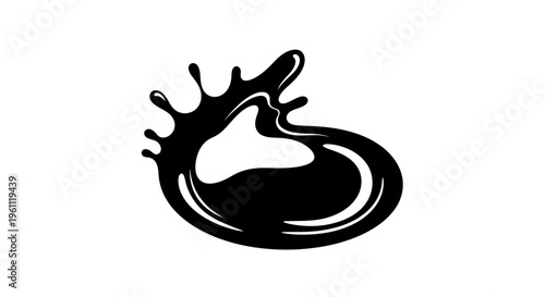 Black Liquid Splash Droplet Shape.