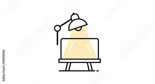 Television with a desk lamp on.