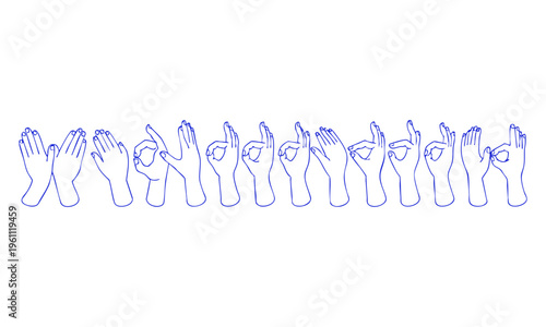 Simple outline hand gesture icons for review rating and response vector.