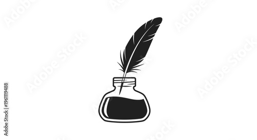 Inkwell with a single feather quill.