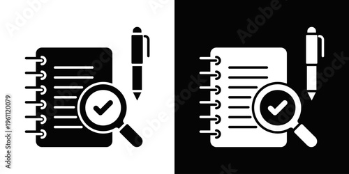 Investigation Notes Icon In Black And White Filled Style.
