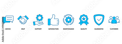After sales service banner web icon vector illustration concept with icon of advice, help, support, satisfaction, maintenance, quality, guarantee, customer