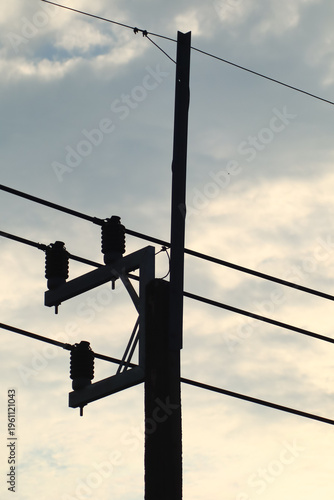 Closeup Eletricity line and electricity post