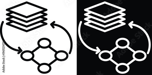 integration Two-tone version in black and white background