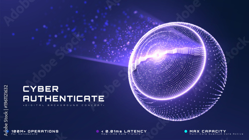 Abstract cyber technology background showing digital iris identity. Smart identification concept for modern science and neural network presentation. Vector illustration.