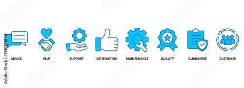 After-sales service banner web icon vector illustration concept with icon of advice, help, support, satisfaction, maintenance, quality, guarantee, customer 